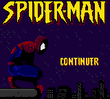 Spiderman title screen for GameBoy Color